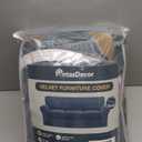 FantasDecor 4 Piece Sofa Velvet Couch Covers for 3 Cushion Stretch Slipcover with Individual Seat Cushion Elastic Furniture Protector for Pets, Machine Washable (Sofa,Stone Blue)