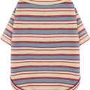 Stylish Striped Block Dog Shirt, Comfortable, Breathable, and Wrinkle-Resistant. Perfect Apparel for Small, Medium, & Large Dogs, a Must-Have for Pet Lovers 4XL (4XL-(50~77lb) | Chest(~35"), Blue Red Striped)
