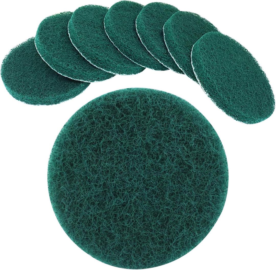 5 Inch Replacement Scrub Pads, 8 Pack Super Abrasive Green Scrubbing Pads, 180-240 Grit Drill Power Brush, Heavy Duty Cleaning Pads for Kitchen, Bathroom, Carpet, Shower, Tub, Grill, Tile