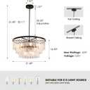 Siljoy Modern Mable Textured Glass Chandelier, 31.5" Large Black Glass Chandeliers for Dining Room, 12-Light Hanging Pendant Light Fixture, 3-Tier Round Crystal Chandelier for Bedroom Living Room, 31.4 inch