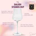 Saludi Colored Stem Wine Glasses - Set of 6 Hand Blown - Mixed Color Stems That Won’t Chip - For Red And White Wine - Dishwasher Safe - Gift Ready