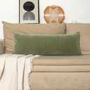 Chenille Lumbar Pillow Covers 14x36 inch, Olive Sage Green Decorative Pillow Covers, Farmhouse Solid Dyed Soft Chenille Cushion Case for Couch Sofa Bed Living Room, 1 Cover ONLY