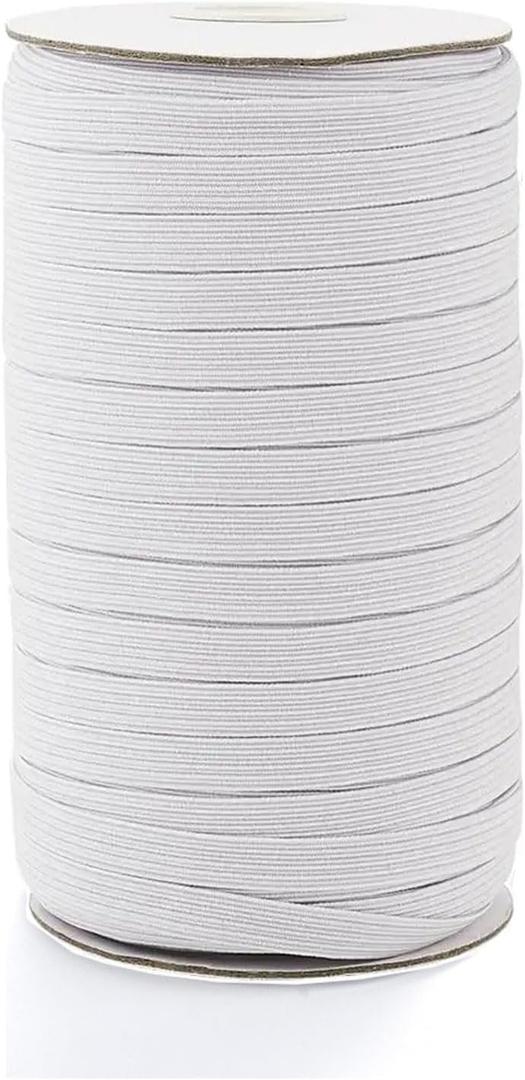 80 Yards Elastic Band 3/8 inch Wide White Elastic Strap High Elastic Cord for Sewing Waistband and Pants Waist, 1 Rolls
