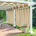 RYB HOME Extra Wide Outdoor Curtains Windproof, Blackout Waterproof Privacy Outside Curtains for Patio Pergola Pool Hut Screen Porch Outside Deck, W 105 x L 84 inch, Beige, 2 Panels