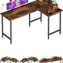 L Shaped Computer Desk - 58" Gaming Desk, Reversible Corner Desk, Home Office Writing Desk with Monitor Stand Shelf, Space-Saving Modern Simple Wooden Desk, Rustic Brown