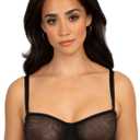 Smart & Sexy Women's Sheer Mesh Unlined Balconette Bra (36DD, Black Hue)