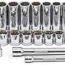 GEARWRENCH 76 Pc. 1/4" & 3/8" Drive 12 Pt. Standard & Deep Mechanics Tool Set, SAE/Metric - 80948