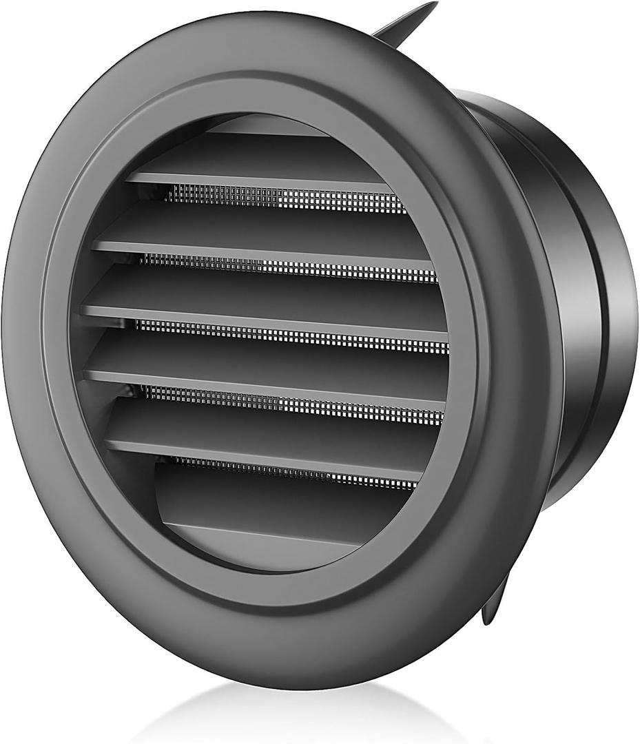 3 Inch Soffit Vent for Exhaust Fan with Built-in Mesh Screen, Black Round Soffit Exhaust Vent Cover ABS Louver Grille Cover, Eve Dryer Vent for Bathroom Office Kitchen (ABS Soffit Vent 3in-black)