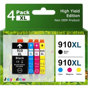 910XL Ink Cartridges for HP Remanufactured Ink Cartridges hp 910xl | Work for HP Officejet Pro 8020 8025 8028 8010 8035 Printers | Eligible for Instant Ink(4-Pack)