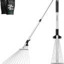 VIVOSUN 2-Piece Leaf Rake Set - Adjustable Garden/Camping Rake with 15/9 Tines, Collapsing Tines & Telescopic Handle (64'' & 30'')