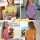 4 Pack Girls Half Sleeve Tops V Neck Slim Fit Ribbed Knit Shirts Short Sleeve Basic Casual Solid Summer Tees