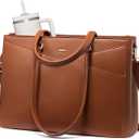 LOVEVOOK Laptop Tote Bag for Women 15.6 Inch Leather Work Bags with Large Cup Holder for Teacher Work Business,Brown