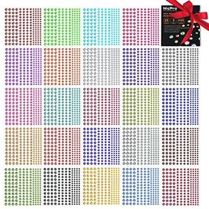 Rhinestone Stickers 4125 PCS, Nicpro Self Adhesive Gems Stick on Face Body Hair Makeup Festival, Bling Jewels in 3 Size 25 Colors,25 Embellishments Sheet for Decorations Crafts Nail Card