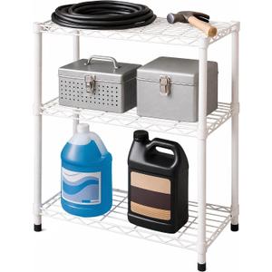 3-Tier Metal Wire Shelf, 250 lb/Shelf, White Rack, 14x24x30 in