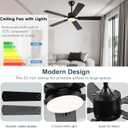 FUMLTP 52 inch Modern Ceiling Fans with Lights APP/Remote Control, Low Profile Reversible 6 Speeds Ceiling Fan Light for Indoor/Outdoor Patio Bedroom Living Room,Black