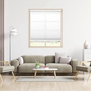 DEZ FURNISHINGS Cordless 1" Signature Light Filtering Pleated Fabric Shade, 48" W x 48" H, White