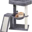 YOUPET Cat Tree with Cat Scratching Post for Indoor Cats, Cat Tower with Scratching Board and Playful Toy Balls, Cat Tree Tower with Cozy Hammock, Grey