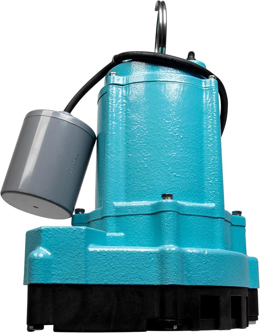 Little Giant 9EC-CIA-RF 115 Volt, 4/10 HP, 4200 GPH Automatic Cast Iron Sump/Effluent Pump with Piggyback Float Switch and 20-Ft. Cord, Blue, 509801