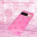 TURYXIA for Google Pixel 9 Case and Pixel 9 Pro Case Glitter, for Pixel 9/9 Pro Case Pink for Women Girls Girly Cute Ribbon Sparkly Bling Soft Phone Case, Pink Ribbon
