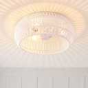 Boho White Rattan Flush Mount Ceiling Light, 3-Lights Matte White Ceiling Lighting Fixture with Hand-Woven Shade for Entryway Dining Room Hallway Living Room, 15.75 inches x 15.75 inches x 6.7 inches
