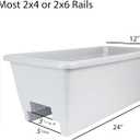 The HC Companies 24 Inch Deck Rail Box Planter Lightweight Outdoor Plastic Plant Pot for Herbs and Flowers, White