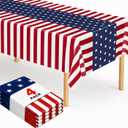 4 Pack 4th of July Tablecloths, 108" x 54" Fourth of July Tablecloth, 250th Anniversay Disposable Tablecloth, Plastic Patriotic Table Cover for Memorial Day Fourth of July Decorations