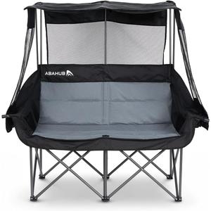 Abahub 2-Person Folding Camping Chair Loveseat Couch with Shade Canopy, 1-pack