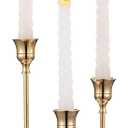 Candlestick Holders Taper Candle Holders, Set of 3 Candle Stick Holders Set, Brass Gold Candlestick Holder Set, Vintage Modern Decorative Centerpiece for Table Mantel Wedding Housewarming Gift (1 set (3 pcs))