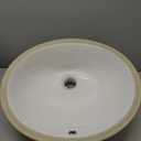 AMASHEN 18 Inch Vessel Sink Oval Undermount Bathroom Sink Ceramic Vanity Sink with Overflow, White UB-11