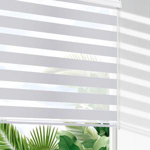 SHECUTE Zebra Blinds for Windows, 72H x 55W (Support Custom Size), Greyish White Dual Layer Zebra Shades, Light Filtering Room Darkening Day and Night Window Blinds for Home, Living Room, Bedroom