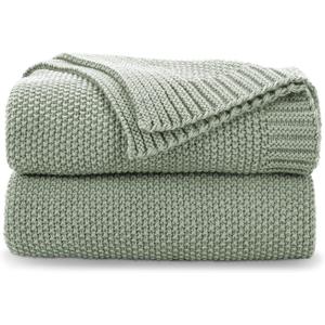 CozeCube Sage Green Throw Blanket for Couch, Soft Cozy Cable Knit Throw for Bed Sofa Living Room, Lightweight Warm Decorative Farmhouse Christmas Blanket, 50"x60", Sage Green
