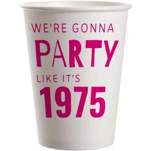 SharkBliss 1975 50th Birthday Party Cups, 20 Pack 9oz Pink We're Gonna Party Like It's 1975 50th Birthday Disposable Paper Cups for His Her Fifty 50th Birthday (Gonna 1975)