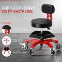 Rolling Shop Stool with Backrest, Garage Mechanic Stool for Workshop