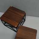 MyGift Modern Tabletop Square Dessert Stand Risers, Cake and Appetizer Display Nesting Pedestals with Rustic Brown Wood Top Shelf and Metal Wire Base, Set of 3