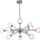 12 Lights Sputnik Chandelier Brushed Nickel Dining Room Lighting Fixtures Ceiling Hanging Modern Bubble Glass Ball Pendant Light Fixtures for Living Room Bedroom