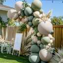 Dusty Green White Sand Balloon Garland - Double Stuffed Light Sage Green White Cream Balloon Arch Kit Latex Olive Beige Balloons for Baby Shower Birthday Woodland Wedding Wild One Party Decor