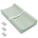 Blissful Diary Vegan Leather Baby Changing Pad with Waterproof & Wipe-Clean PU Cover, Standard Size Cozy Diaper Changing Pad for Dresser and Table, Light Green