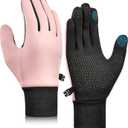 Kids Winter Gloves Touchscreen Anti-Slip Soft Warm Gloves for Boys Girls Aged 4-10 Years Cycling Running Soccer (Black), Pink