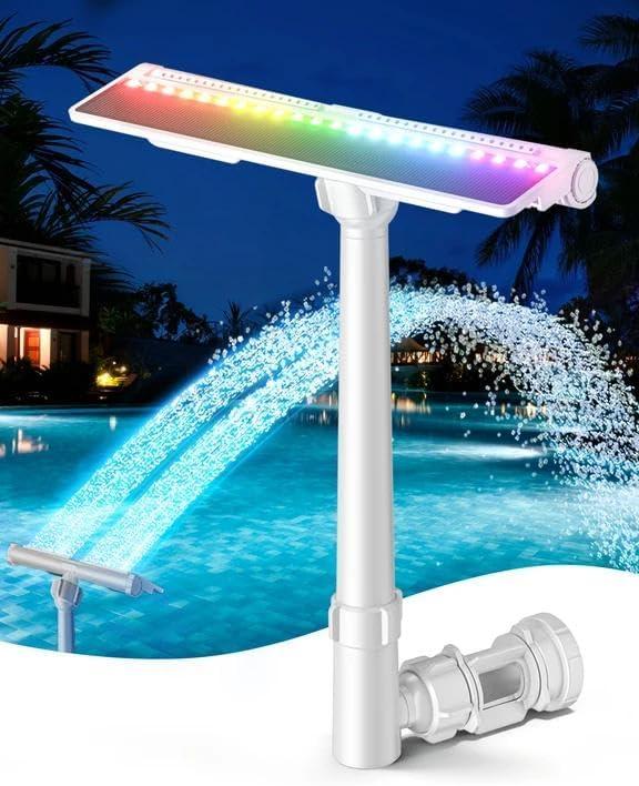 Pool Fountain for Above Ground Pools with 10-Color Lights, 360 Adjustable Water Sprinkler Dual High-Pressure Spray