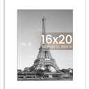 upsimples 16x20 Picture Frame, Display Pictures 11x14 with Mat or 16 x 20 Without, Wall Hanging Poster Frame, White, 1 Pack