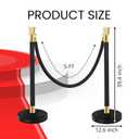 2 PCS Black Stanchions with Black Ropes - Crowd Control Barriers for Events VIP Posts with Velvet Ropes Elegant Stanchion Kit for Parties Red Carpet Poles and Safety Barriers
