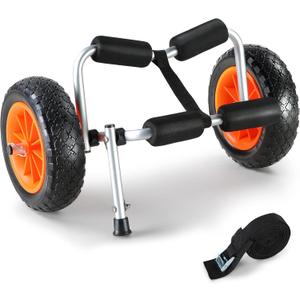 VEVOR Kayak Cart, 250lbs Load Capacity, Foldable Kayak Dolly Aluminum Kayak Wheels with 10'' Solid Tires for Kayaks Carrier Canoes Paddleboard Kayak Trolley Float Mats Jon Boats