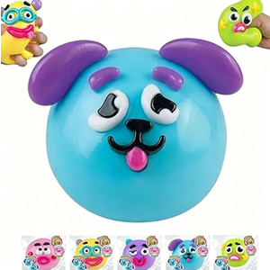 Dog Face Swap Squishy, Cute Soft Slow Rising Stress Relief Toy, Funny Face Squishy Relaxing Sensory Fidget Stress Ball, Easy Stretchy Squeeze Toys for Adults Anxiety Party Birthday Gift (Blue)