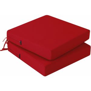idee-home Outdoor Chair Cushions Set of 2, Waterproof Outdoor Seat Cushions for Patio Furniture, Outside Replacement Chair Pad with Ties for Lawn Deck Porch, 22 x 22 Red