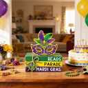 4 Pcs Mardi Gras Decorations for Home Masquerade Mask Wooden Table Centerpieces Mardi Gras Tabletop Blocks Sign Wood Books Stack Tiered Tray Decor Indoor Office Desk Shelf Rustic Mantel Carnival Party (Large, Purple)