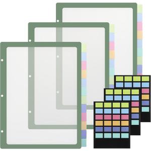 36 Pcs/3 Set 12 Tabs Binder Dividers with Colored Tabs, Clear Tab Notebook Divider Page Binder File Dividers, Letter Size (Colorful)