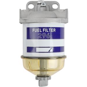 Single Diesel Fuel Filter Assembly With Glass Bowl Compatible With Ford Massey Ferguson Vehicle Tractor 2000 2610 3610 4610, 133 135 140 145 165 168 175 178 Replaces# 7111-296, C7NN9162B