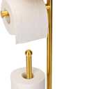 Noonext Gold Toilet Paper Holder Stand, Freestanding Toilet Paper Stand with Tray for Small Items, Toilet Paper Holder with Shelf, Storage Space for 4 Extra Toilet Paper Rolls (Gold)