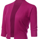 Allsense Women's 3/4 Sleeve Cropped Bolero Shrug Cardigan, L