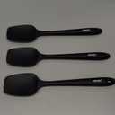 Silicone Spatula Set, High Heat Resistant Rubber Spoon Spatula, Non-Stick Spoonula with Seamless One Piece Design, Flexible Scrapers Baking Mixing Tool,3 Pack, Black